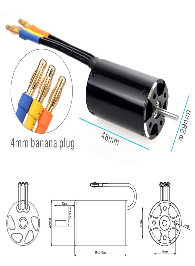 KingVal Replacement 2948 6600KV Brushless Motor Shaft 3.175mm with Water Cooling Jacket Compatible with RC Boat - Image 4